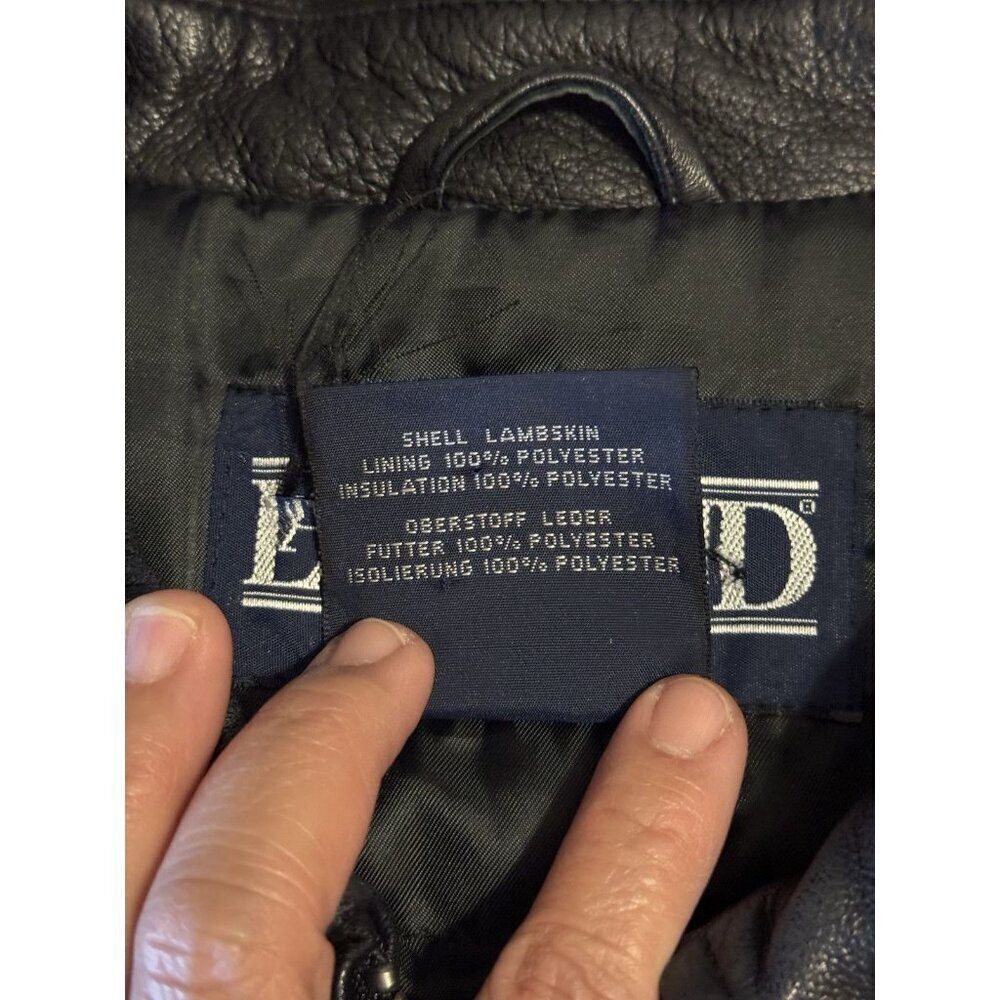 LANDS END Womens Lambskin Leather Jacket Sz XL Zip Up Biker Grunge Dark Academia - Picture 4 of 14